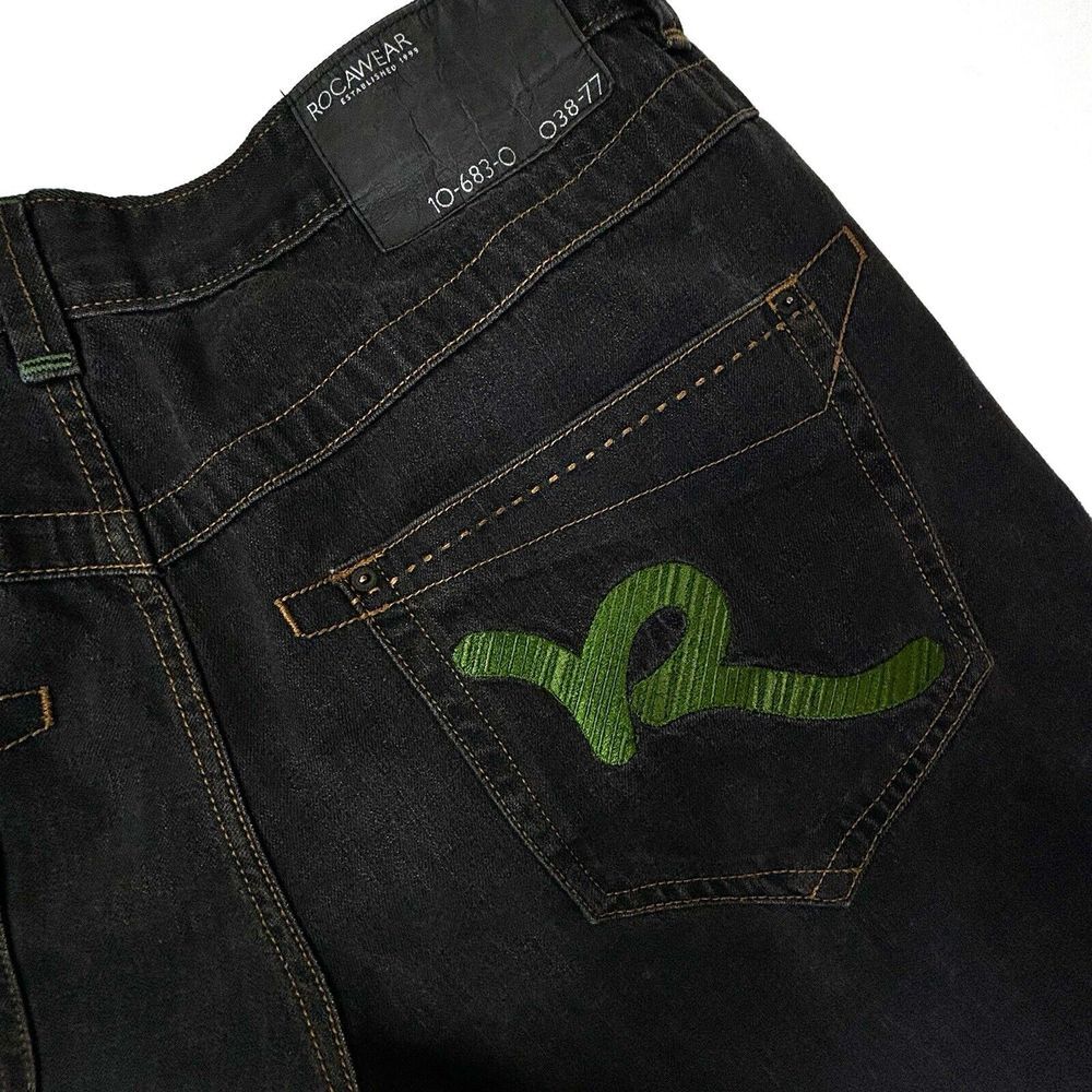 Baggy Rocawear Shorts Mens 40X14" Denim Jorts Hip Hop Embroidered Raw Hem Skater